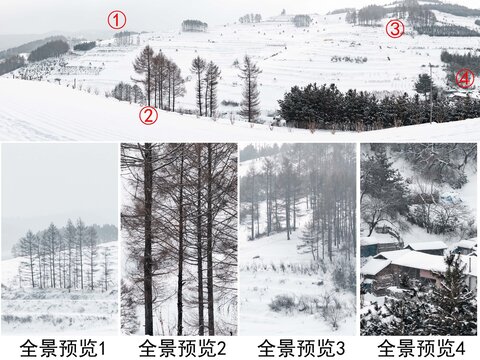 吉林松岭雪村冬季东北雪景全景