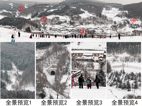吉林松岭雪村旅游客东北农村雪景