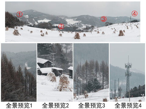 吉林松岭雪村冬季东北农村雪景