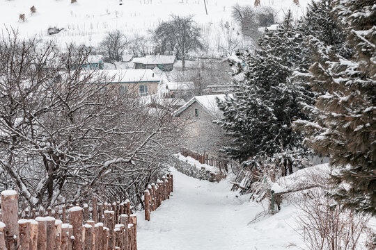 吉林松岭雪村冬季东北农村雪景