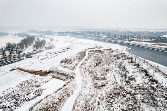 吉林雾凇岛雪后旅游风光航拍