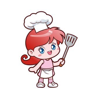 卡通可爱小女孩厨师形象矢量图