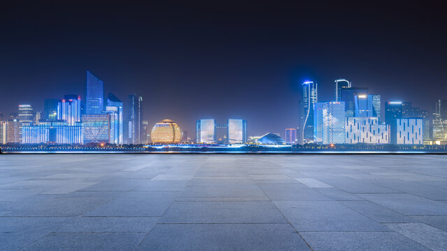 杭州城市天际线夜景