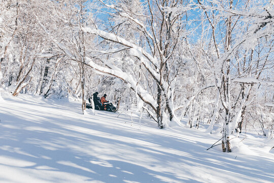 冬季天雪景东北旅游雪地摩托滑雪