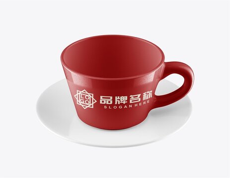 红色咖啡杯logo样机