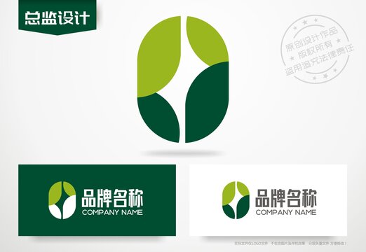 字母J设计logo绿色环保标志