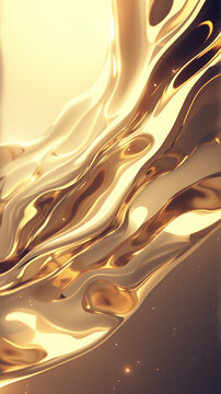 金色液体水波纹抽象流体背景