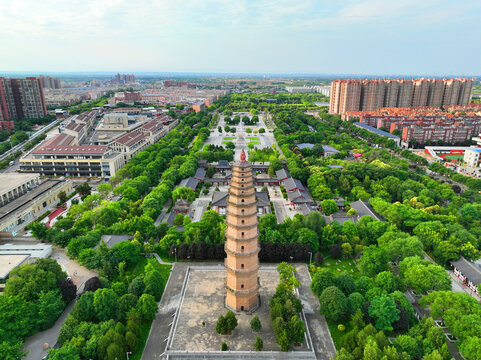 航拍西安高陵区昭慧寺塔