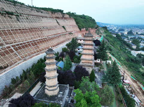 航拍陕西西安长安区华严寺塔