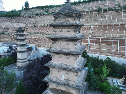 航拍陕西西安长安区华严寺塔