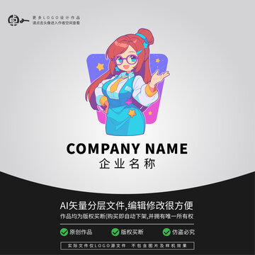 职场白领女性卡通吉祥物LOGO