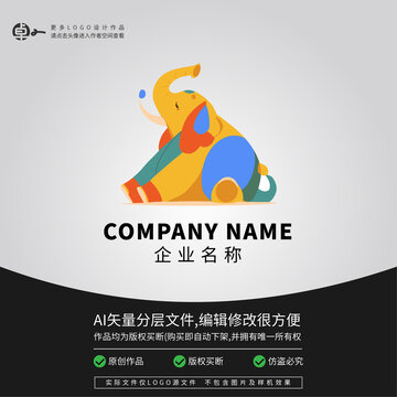 抽象彩色大象LOGO