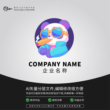 墨镜雪茄熊猫LOGO