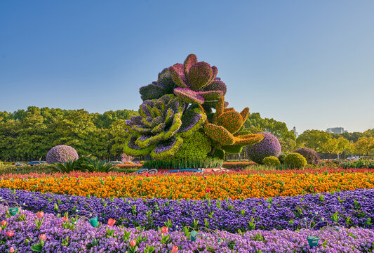 绿雕花坛