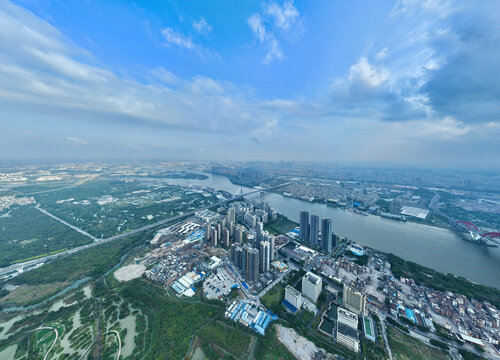 广州城市风光与海珠湿地