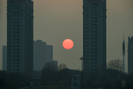 红日落日夕阳落日红太阳