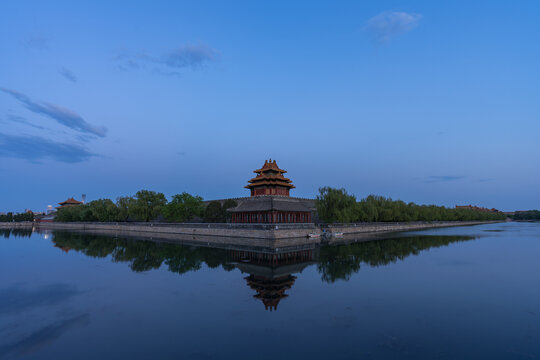 故宫角楼蓝调夜景