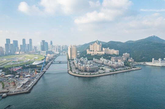 大连地标城市风光星海广场航拍