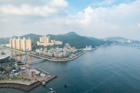 大连地标城市风光星海广场航拍