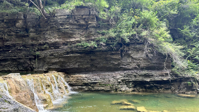 山间绿色湖水