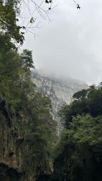 山间峡谷雾气