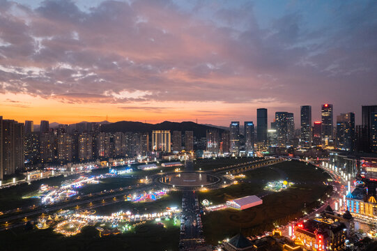 大连地标城市风光星海广场航拍