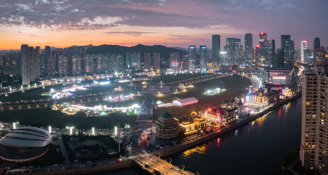 大连地标城市风光星海广场航拍