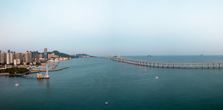 大连星海湾跨海大桥城市夜景航拍