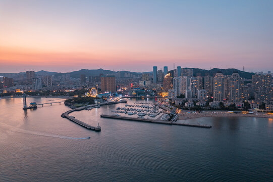 大连地标都市城市风光楼房夜景