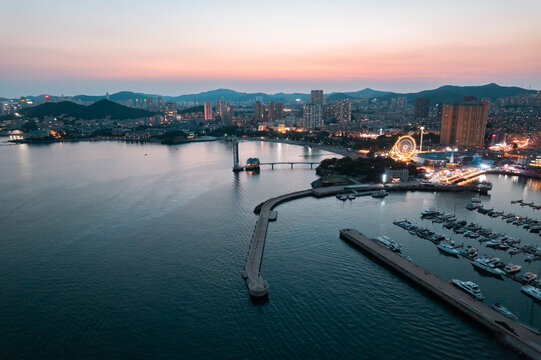 大连地标都市城市风光楼房夜景