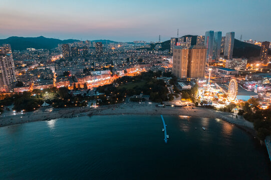 大连地标都市城市风光楼房夜景