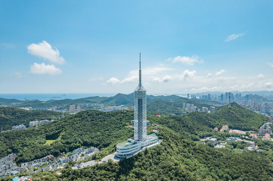 大连地标城市风光劳动公园观光塔