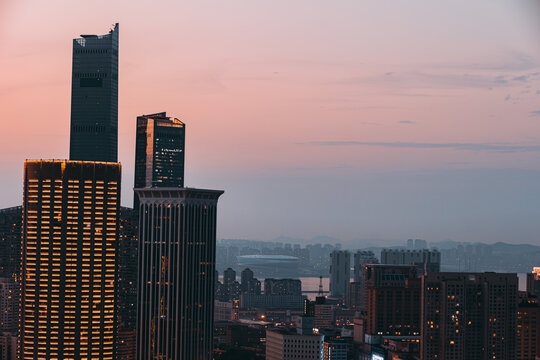 大连城市风光商务区夜景