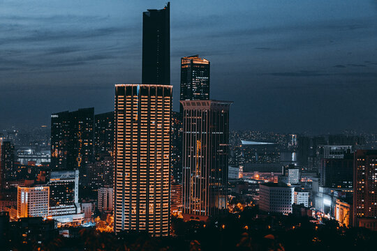 大连城市风光商务区夜景