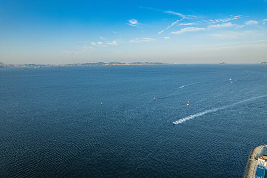 大连东港商务区海景游艇快艇航拍