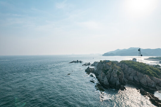 大连旅游风光地标石槽海岛礁石