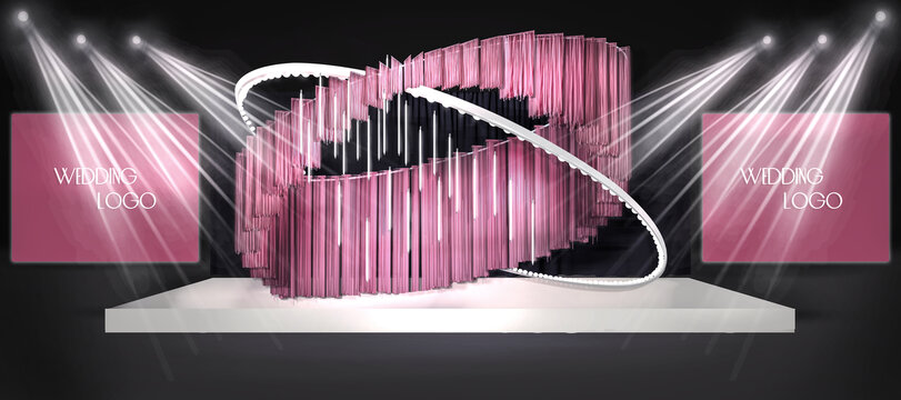 紫色线帘婚礼舞台设计