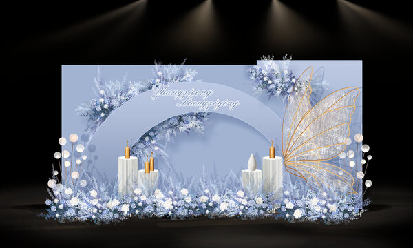 雾霾蓝色迎宾区婚礼效果图