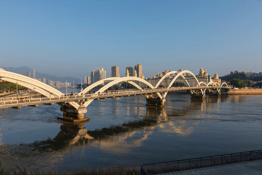 蓝天闽江解放大桥都市风景