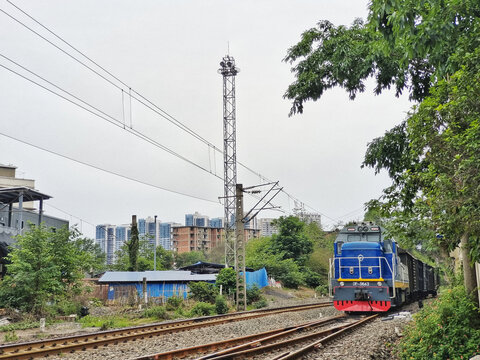 自贡火车北站货运列车
