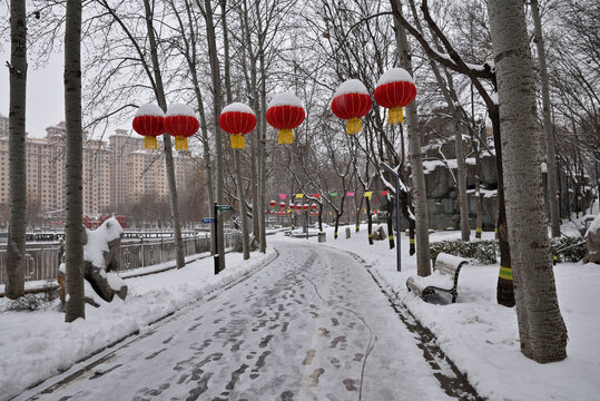 石家庄绿洲公园雪景