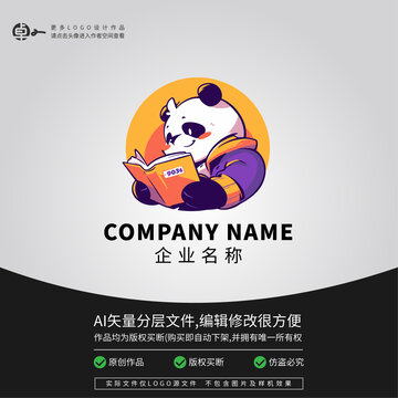 卡通熊猫书店LOGO