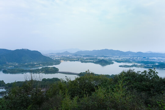 杭州湘湖俯拍风景