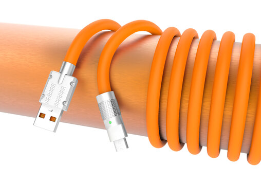 USB橙色安卓数据线充电线绕柱