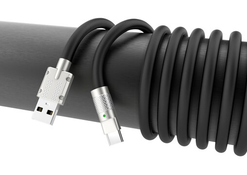 USB黑色安卓数据线充电线绕柱