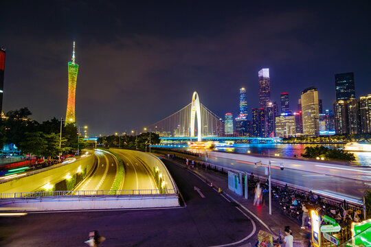 广州城市道路夜景