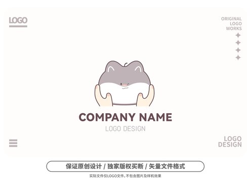 原创卡通捏捏小猫logo