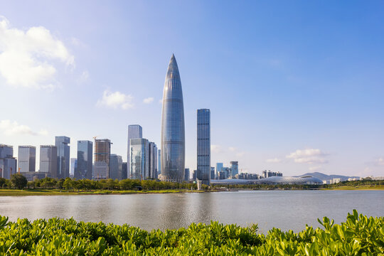 深圳湾后海地标建筑风光