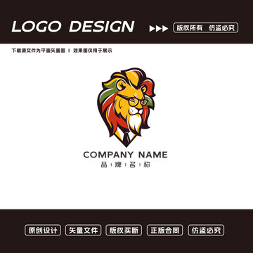 卡通狮子logo标志