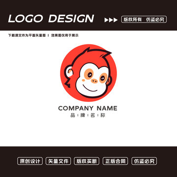 卡通猴子logo标志